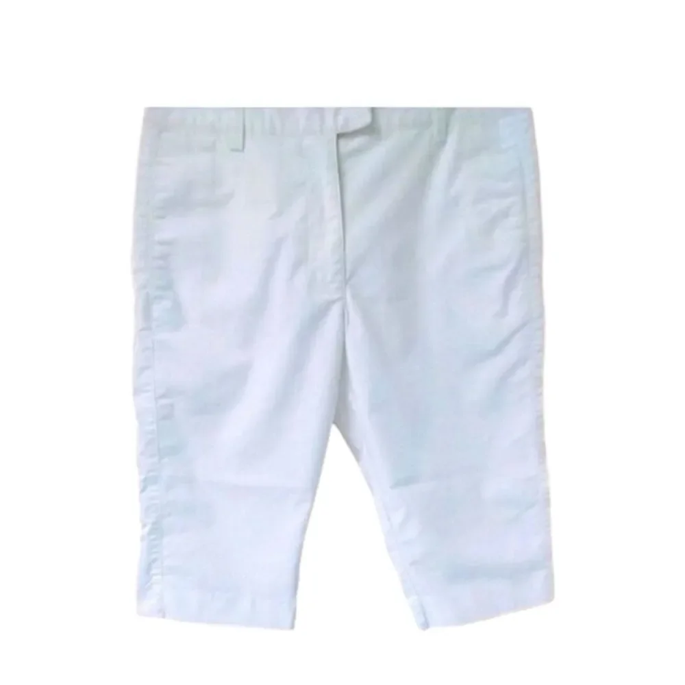 ADIDAS Women's White Stretch Cropped Shorts Size 6 NEW
